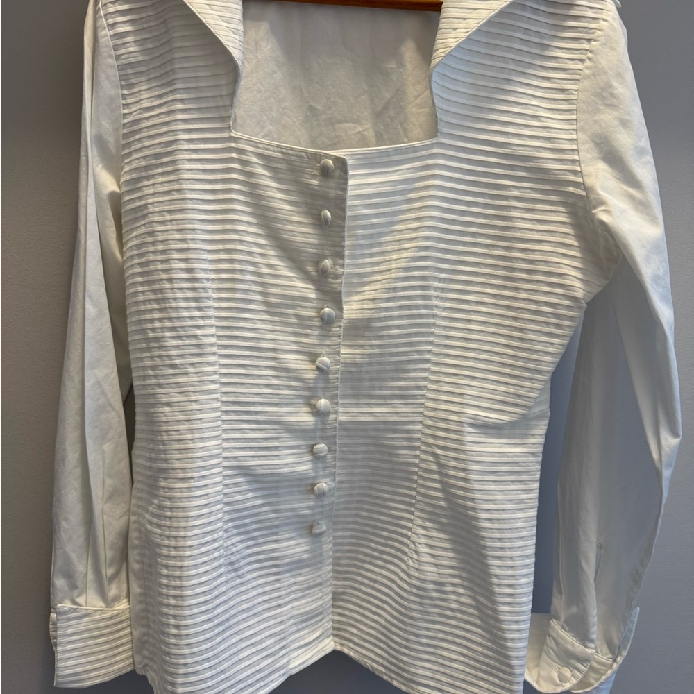 Paris designer RAYURE white sailor neckline detailed blouse size small EUR 36